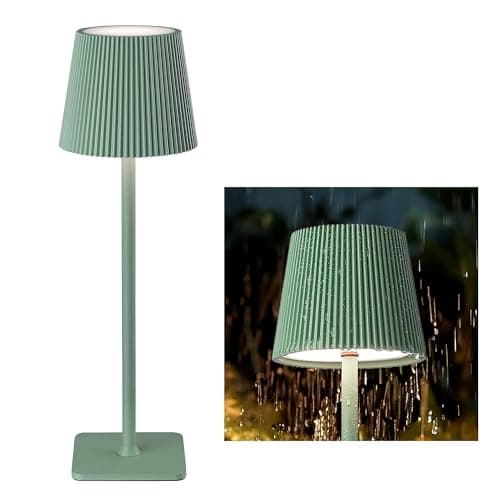 Image of LuminexDesigns Cordless Rechargeable LED Table Lamp – 5200mAh Battery, Stepless Dimming, 3 Colour Temperatures, IP54 Water-Resistant, for Indoor & Outdoor Use – Green