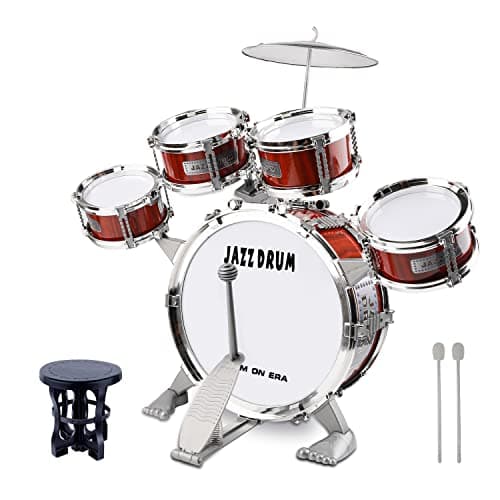 Image of Junior Kids Drum Kit,Toddler Jazz Drum Toy 5 Drums & Cymbal Kit with Stool Mini Band Rock Set - Musical Instrument Toy Gift for 1 2 3 4 Years old Boys Girls