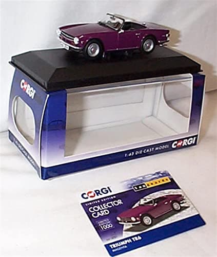 Image of Corgi vanguards Triumph TR6 Magenta with roof attachment RHD UK vehicle 1:43 scale diecast model