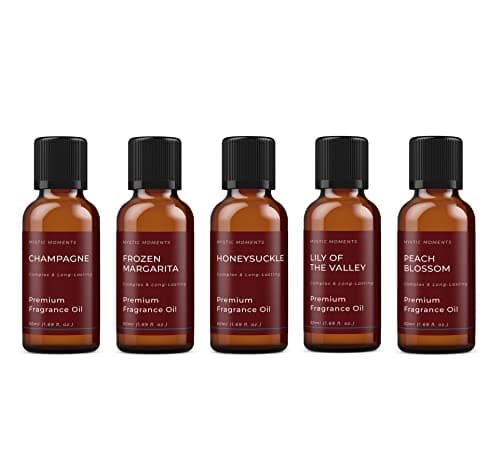 Image of Mystic Moments | Hers Fragrant Oils Gift Starter Pack | 5 x 50ml | Champagne, Frozen Margarita, Honeysuckle, Lily of The Valley, Peach Blossom | Rich Long-Lasting Scents