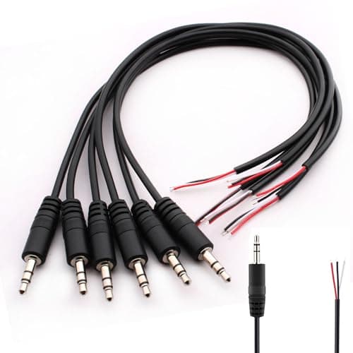 Image of RUNCCI-YUN 6Pcs 3.5mm Male to Bare Wire Open End TRS 3-pin audio plug for soldering 3.5 mm mini stereo jack plug Cable for Repairing Audio Cables (30 cm)