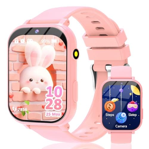 Image of clleylise Kids Smart Watch for Boys Girls - Smart Watch for Kids Fitness Watch with 18 Fun Games, 8MP Camera, Step Counter & Sleep Monitoring, Alarm, Flashlight, for Girls Boys (Pink)