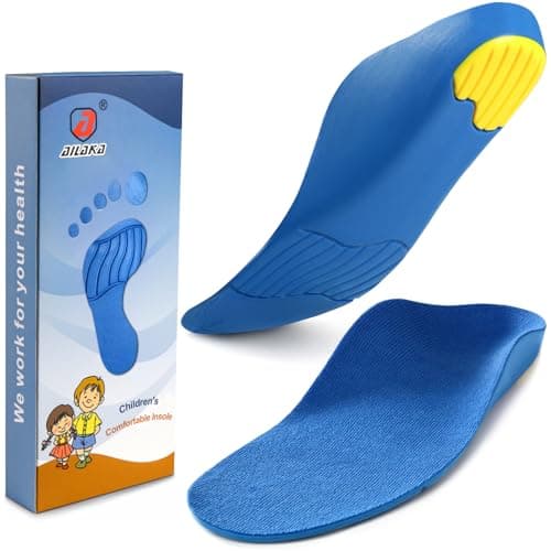 Image of Ailaka Kids Orthotic Cushioning Arch Support Shoe Insoles, Children Pu Foam Inserts for Flat feet, Plantar Fasciitis, Feet Heel Pain Relief, Blue, 2-3.5 UK/EU 34-36 / CN 33-35