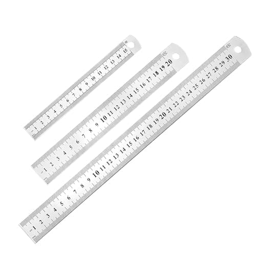 Image of RESTALLADNWEST Set of 3 Stainless Steel Ruler, 6 8 12 inches (15 20 30cm) Precision Metal Straight Edge Ruler for Office, Home, College, Craft, Engineering, Architectural Work