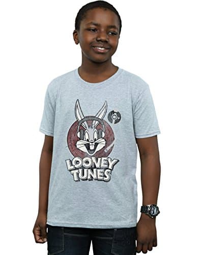 Image of Looney Tunes Boys Bugs Bunny Circle Logo T-Shirt Sport Grey 9-11 Years