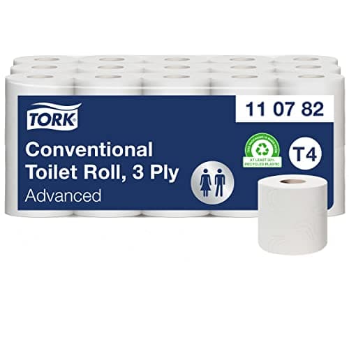 Image of Tork 110782 extra soft toilet rolls T4 / 3-ply tissue rolls advanced quality / compatible with Tork T4 conventional toilet system / extra soft and tear-resistant, pack of 30 (30 x 250 sheets)