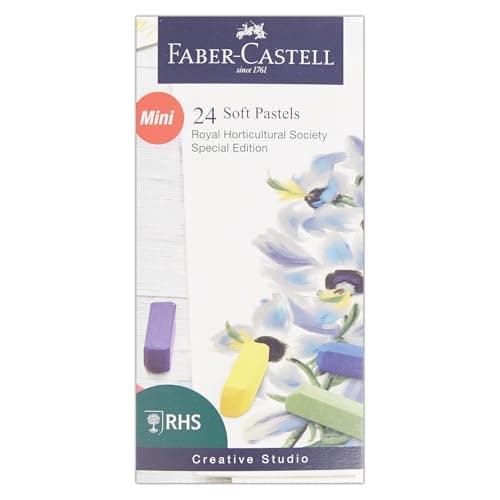 Image of Faber-Castell Creative Studio Soft Pastels, RHS Special Edition Multicoloured, Set of 24 Half Sticks, Art, Craft, Drawing, Sketching, Home, School, University, Colouring