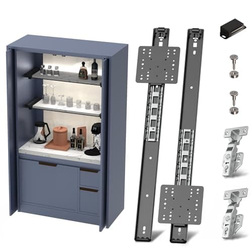 Image of Cabinet Pocket Door Slide Hardware Kit, 24"/600mm 2PCS Inset Sliding Door Hinge System for Hidden Cabinet & Closet Doors, Space Saving Solution for Kitchen, Pantry, Wardrobe