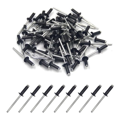 Image of BESTYCHAO 100pcs Aluminium Blind Rivet, Open End Rivet Pop Rivet, Pack of 100 4mm x 12mm(Black)