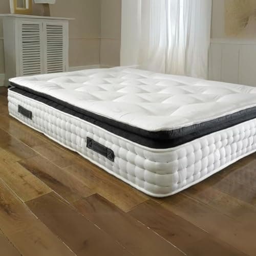 Image of Rebound Angus Series 2000 Pillow Top Mattress - Luxury 30cm Deep, High Count Pocket Spring System, Wool and Comfort Fillings, Medium Tension, Hand-Tufted (Small Double 120cm x 190cm)