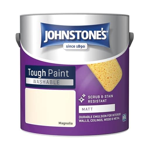 Image of Johnstone's - Washable Paint - Magnolia - Matt Finish - Emulsion Paint - Highly Durable - Stain Resistant - Non Toxic & Low Odour - 12m2 Coverage per Litre - 2.5L