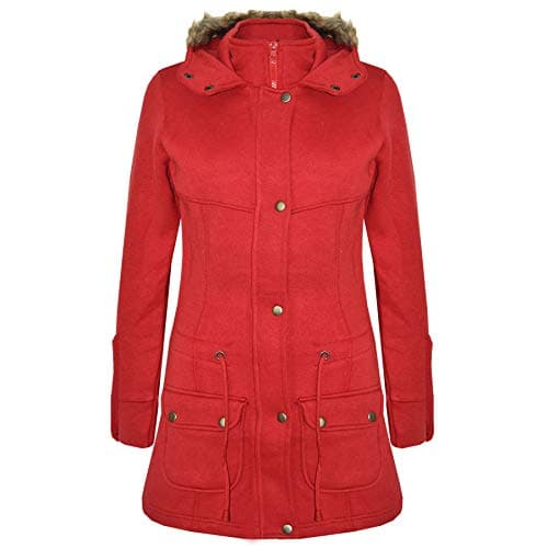 Image of A2Z 4 Kids Girls Coat Fleece Parka School Jacket Faux Fur Hooded - Fleece Parka Jacket Red 11-12