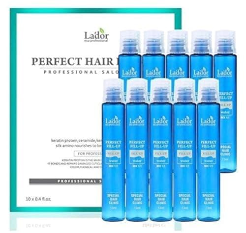 Image of Lador Perfect Hair Fill-Up Hair Filler 10 x 13 ml Hair Treatment Ampoules Keratin Collagen Ceramide Deep Conditioner Treatment For Men and Women Hair Mask