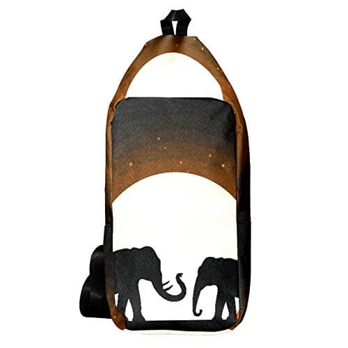 Image of EZIOLY Two Elephant Shadow Under Moon Shoulder Backpack Sling Bag Crossbody Bag Travel Hiking Daypack for Men Women