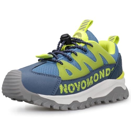 Image of UOVO Boys Outdoor Trainers with Quick Toggle Laces, Breathable Water-Resistant Mesh Hiking Shoes for Active Kids Aged 6–14, Non-Slip Rubber Sole,Blue 3 UK Child 35EU