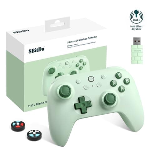 Image of 8Bitdo Ultimate 2C Wireless Controller for Windows PC and Android, with 1000Hz Polling Rate, Hall Effect Joysticks and Hall Triggers, and Remappable L4/R4 Bumpers, Turbo Function (Green)