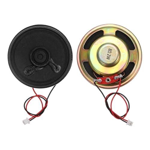 Image of sourcing map 2 Pcs 8 Ohm Small Speaker, 2W 57mm Diameter Metal Shell Round Magnet Tiny Speaker with 100mm Terminal Wire Micro Internal for DVD, EVD, Mini Home Audio Loudspeaker