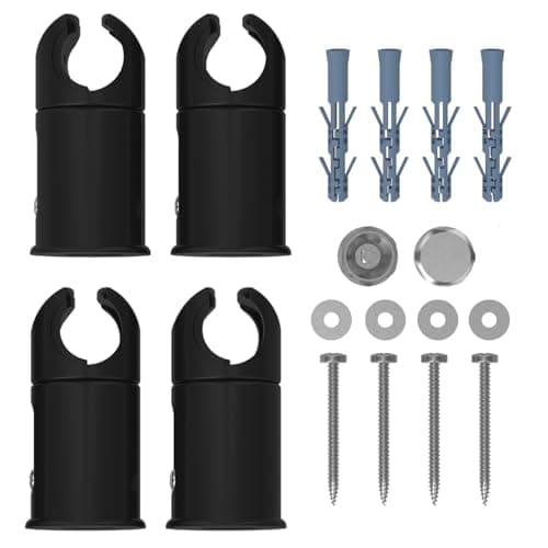 Image of Myhomeware Clamp Brackets for Heated Towel Rail Radiators Flat & Curved (Black, 22mm Tube Width)