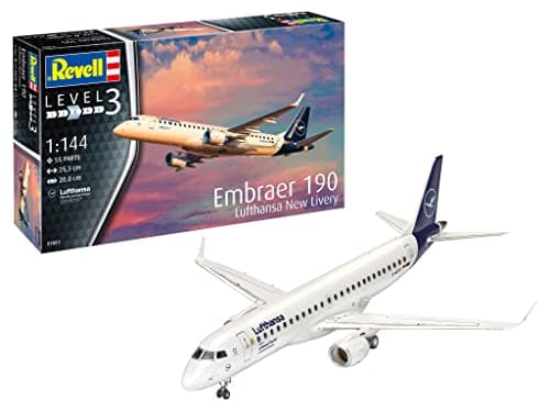 Image of Revell 03883 Embraer 190 "Lufthansa New Livery 1:144 Scale Unbuilt/Unpainted Plastic Model Kit