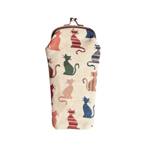 Image of Signare Tapestry Glasses Case for Women Eyeglass Case with Animal and Pet Design (Cheeky Cat, GPCH-CHEKY)