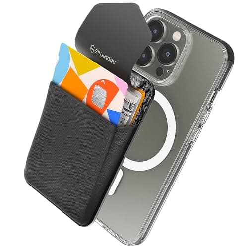 Image of Sinjimoru Privacy Cover Magnetic Card Holder, Magnetic Phone Wallet Stick on as Credit Card Holder for Apple MagSafe Compatible with iPhone 16 15 14 13 12 Series. M-Flap Black