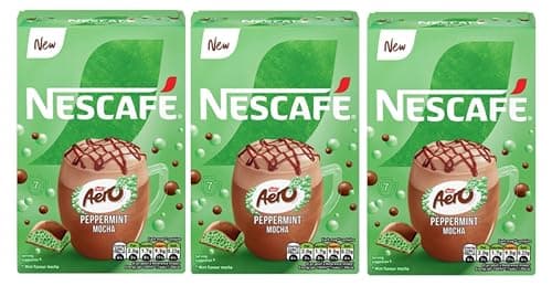 Image of NESCAFÉ Aero Peppermint Mocha Instant Coffee Sachets x7 (Pack of 3, Total 21 Sachets) – Chocolate & Mint Flavoured Coffee – Inspired by Aero Peppermint
