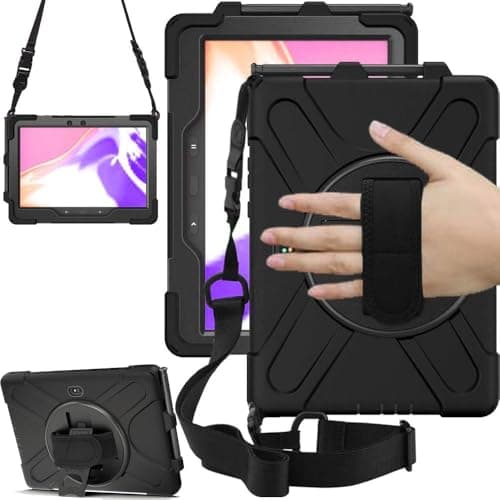 Image of TECHGEAR X-Case fits Samsung Galaxy Tab Active 5 Pro 10.1" (SM-X350 / SM-X356B Series) Tough Rugged HEAVY DUTY Armour Shockproof Impact Case with 360 Stand, Hand & Shoulder Strap, Black