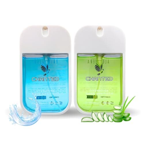 Image of Chanted,Power Mist,Hydrating Hand Sanitizer Spray,Small Hand Sanitiser,Mini Travel Essentials,Hand Spray,Hand Sanitiser,Fresh Duo (Rainwater, Aloe Vera) 30 mL (Set of 2)