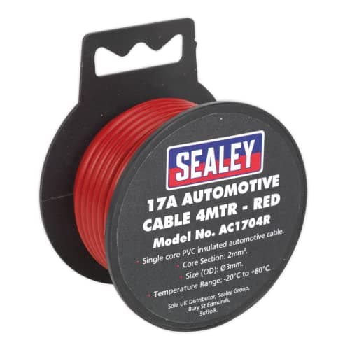 Image of Sealey Automotive Cable Thick Wall 17A 4m Red