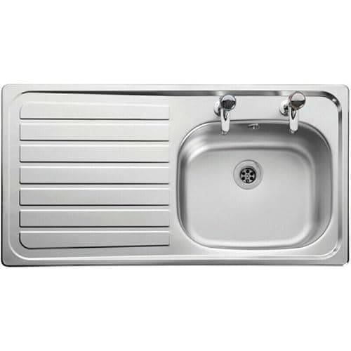 Image of ARA CHOICE Stainless Steel Reversible Single Bowl Kitchen Sink 2 Tape Holes Left Hand Drainer Waste Plumbing Kit with Drainer & Inset Wastes Set