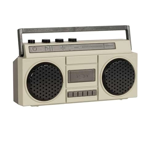 Image of Funtime Gifts World's Smallest NOVELTY BOOM BOX BLUETOOTH SPEAKER – Retro Mini Wireless Speaker with Rechargeable Battery, USB Cable, Deep Bass Sound, Perfect for Travel, Kids, and Party Box Fun