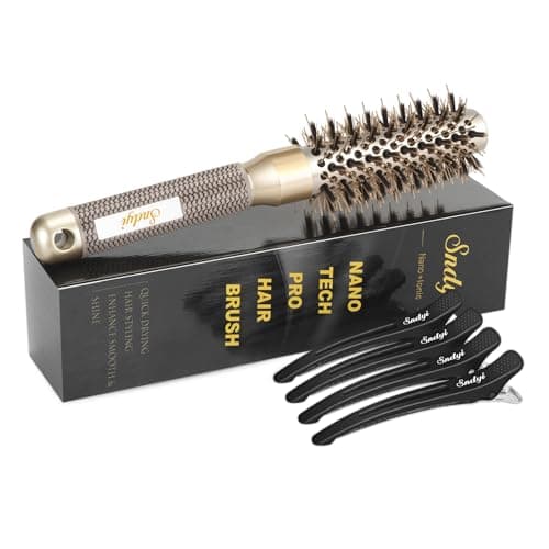 Image of Sndyi Round Hair Brush, Nano Thermal Ceramic & Ionic Tech Hair Brush, Blow Dry Hair brush with Boar Bristles, Small Round Brush for Blow Drying, Styling, Curling and Straightening, 25mm