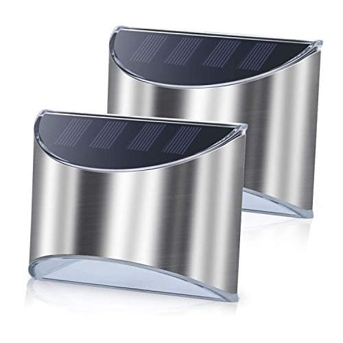 Image of Solalite® 2 Pack Stainless Steel Security Solar Wall Lights - Outdoor Fence Post and Step Lights, Weatherproof with No Wiring Required