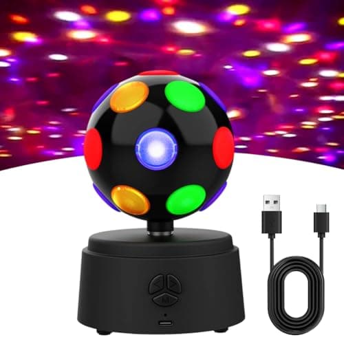 Image of Rotating Disco Ball, 360° Rotating Disco Ball with Multicoloured LED, Disco Light Party Light, Supports Bluetooth Connectivity, for Party, Birthday, Home, Christmas, Children