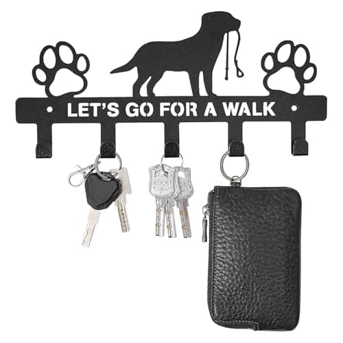 Image of EliphonTowne Dog Key Holder for Wall - Creative Iron Art Dog Lead Hook for Key/Dog Leash/Bag, Clothing Storage Rack, Metal Key Hooks Wall Mounted