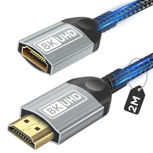 Image of Nersligek HDMI Extension Cable, 8K HDMI Extender Male to Female Adapter Lead 18Gbps High Speed UHD HDR ARC 3D Compatible with TV Stick Roku Blu-Ray Xbox PS5 PS4 HDTV Laptop-2M