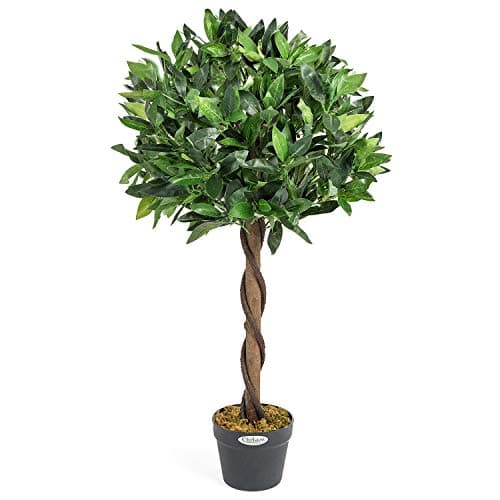 Image of Christow Artificial Bay Tree In Pot, Large 3ft 4ft Tall Indoor Outdoor Garden Topiary Ball, Twisted Wooden Trunk, Realistic Lush Green Leaves, Home Office Restaurant (3ft, 1 pack)