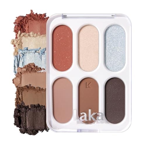 Image of Laka Forever 6 Eyeshadow Palette, 7g/0.24oz, 6 Buildable Matte, Shimmer & Glitter Shades, Layerable, Easy Blend Colors for Daily to Bold Looks, K-Beauty​​​ (#01 Beginning)