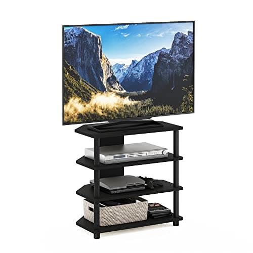 Image of Furinno ECON TV Stand, 4-Tier Petite Entertainment Center, TV Console for TV up to 32 Inch, Easy Assembly, for Living Room, Bedroom, Blackwood