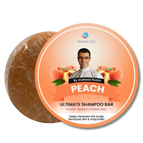 Image of Areton HandMade Solid Shampoo Bar – Natural Shampoo Bar and conditioner For Dry Hair, Hair Nourishment, Prevents Spilt Ends With Plant Based Hydrating SLS Free Shampoo Bar (Peach), 60 grams
