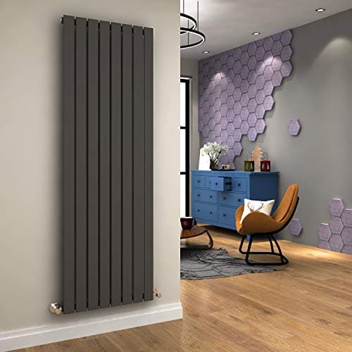 Image of ELEGANT Vertical Radiator Anthracite Flat Panel Single Panel 1800x608mm Modern Central Heating for Kitchen Living Room Entrance