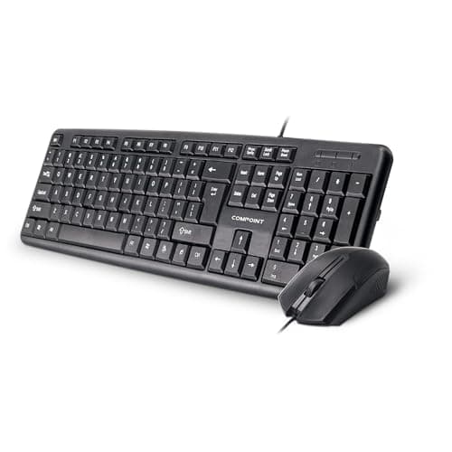 Image of Wired Keyboard and Mouse Set - USB 1000 DPI Optical Mouse And Mechanical Keyboard Combo for Desktop, Laptop, Home Computer - Black Mouse & Qwerty UK English Layout Keyboard Mouse Combo