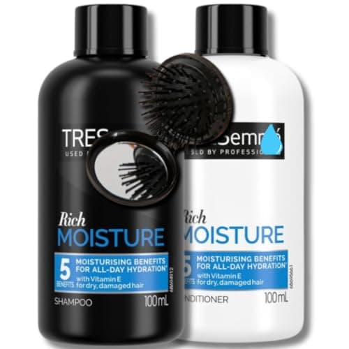 Image of Tresemme Shampoo & Conditioner Bundle (100ml Each) with BVO Luxe Folding Brush – Complete Tresemme Mini Shampoo and Conditioner Travel Size Set