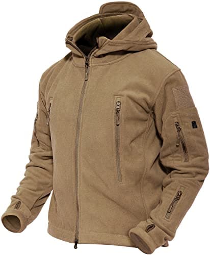 Image of MAGCOMSEN Men 's Windproof Warm Military Tactical Fleece Jacket Brown L