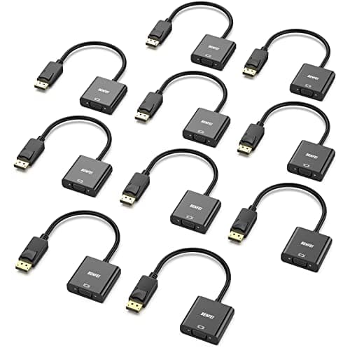 Image of BENFEI DisplayPort to VGA 10 Pack, Gold-Plated DP to VGA Adapter (Male to Female) Compatible for Lenovo, Dell, HP, ASUS