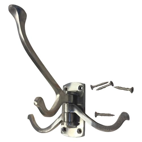 Image of Thorness Aluminium Triple 𝗦𝗪𝗜𝗩𝗘𝗟 𝗖𝗢𝗔𝗧 𝗛𝗢𝗢𝗞 3-Prong Wall Mounted Hanger for Towels Robes Bags Jackets Bathroom Entryway