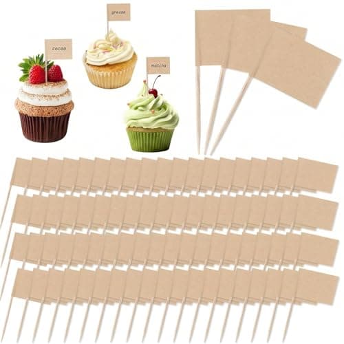 Image of 100 Pcs Food Labels For Buffet, Blank Food Flags For Buffets To Write On, Mini Buffet Food Labels Table Cheese Flags Kraft Paper Labels, For Party Cake Weddings Banquets Picnics Portable And Eco-Frien