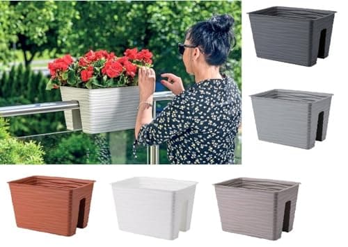 Image of B2C Flower Bridge Hanging Planter Plant Pot Fence Railing Balcony Decking Garden Pot (Terracotta, Small (27cm x 21cm))