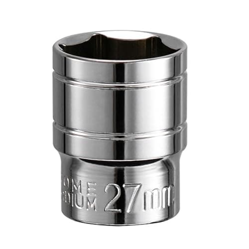 Image of Youzzei 27mm 1/2 Inch Square Drive Socket, 6 Point Metric Socket, Polishing Chrom Vanadium Alloy Steel 27mm Sockets 1/2" Drive for Car Repair Mechanical Maintenance Home Use