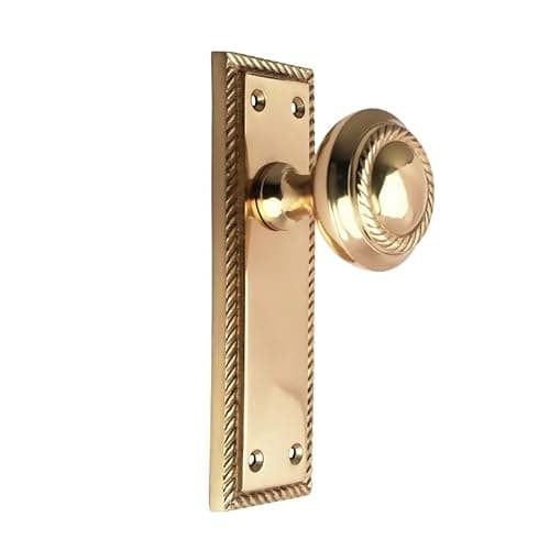 Image of Designer Levers - Georgian Door Knob On Latch Backplate Polished Brass